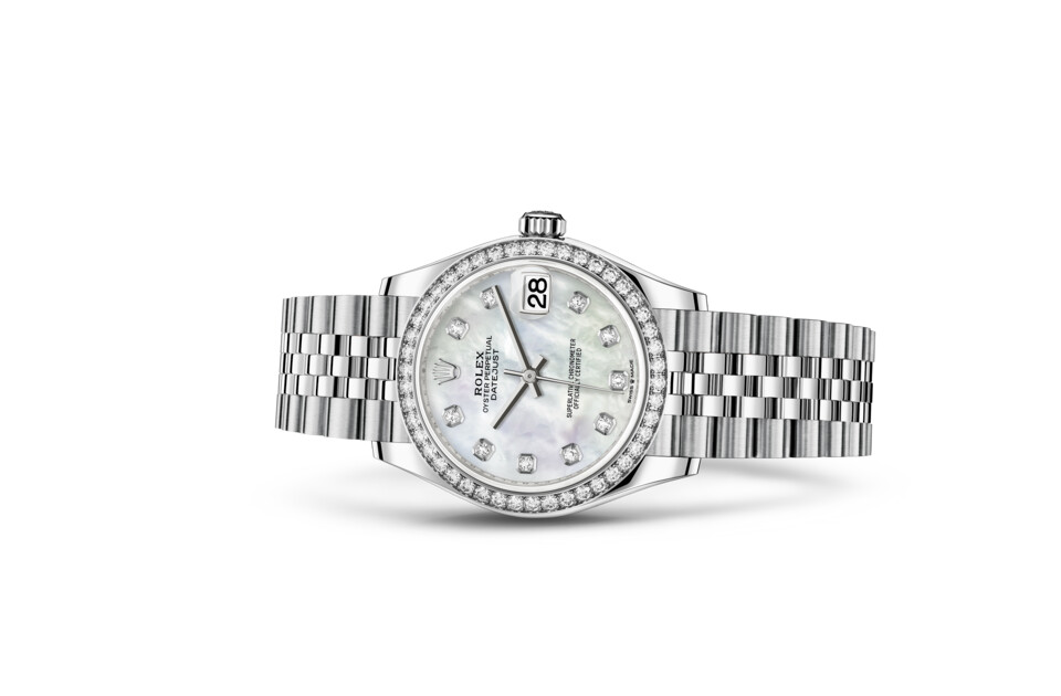 Rolex Datejust 31 in White Rolesor - combination of Oystersteel and white gold M278384RBR-0008 at Felopateer Palace - view 2