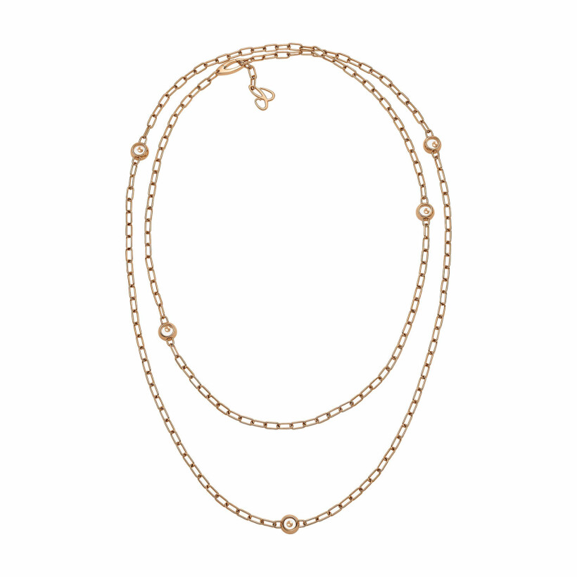 Collier Sautoir Chopard Happy Diamonds Icons en or rose éthique et diamants