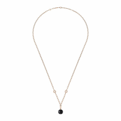Collier sautoir Chopard Happy Diamonds Planet en or rose éthique, diamants et onyx