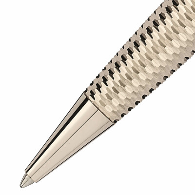 Stylo bille Montblanc Meisterstück Geometry Solitaire Midsize revêtu d'or signature