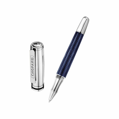 Rollerball Chopard Brescia, fibre de carbone bleue, plaquage palladium