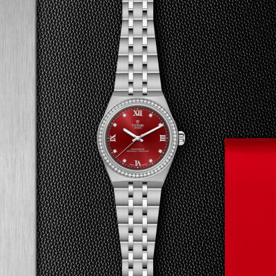 TUDOR Royal watch, 30mm steel case, Burgundy dial