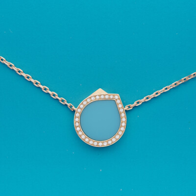 Repossi Antifer necklace, pink gold, diamonds and turquoise