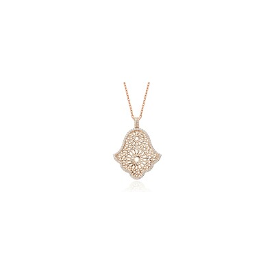 Pendentif Zellij en or rose et diamants