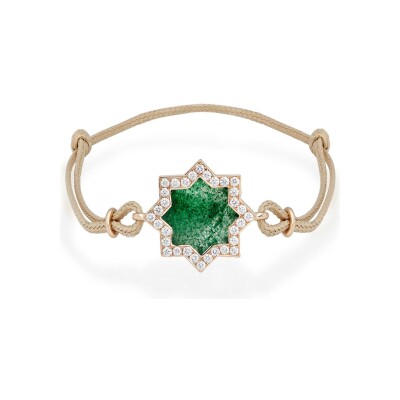 Bracelet Zellij en or rose, diamant et aventurine verte