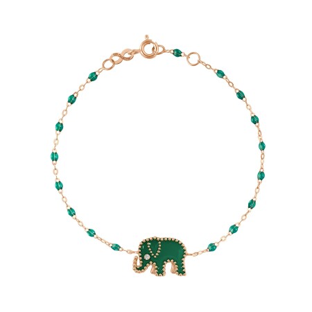 Bracelet Eléphants - AC by AC x Gigi Clozeau en or rose, résine émeraude et diamant