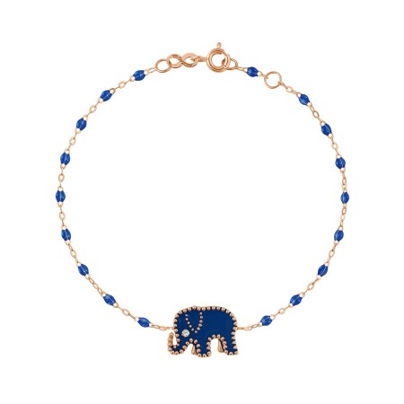 Bracelet Eléphants - AC by AC x Gigi Clozeau en or rose, résine prusse et diamant