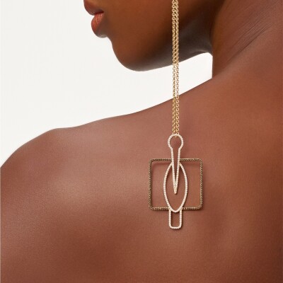Collier Calao en or jaune 18 carats, diamants bruns et diamants blancs
