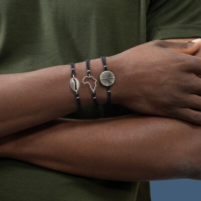 Bracelet Origine sur cordon en or gris et diamants