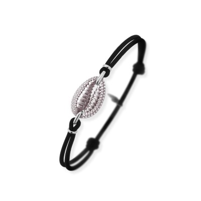 Bracelet Cauris sur cordon en or gris et diamants