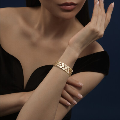 Happy Hearts 18K rose gold and diamond three-row bracelet