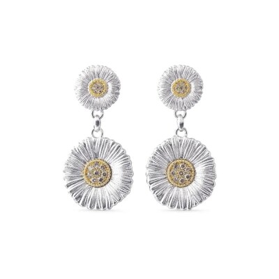 Buccellati Blossoms – Silver Diamond Drop Earrings