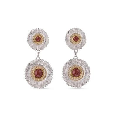 Buccellati Blossoms Color – Silver and Red Jasper Earrings