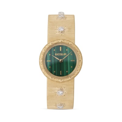 Buccellati Macri – 18k Yellow Gold Watch with Diamonds and Malachite Dial