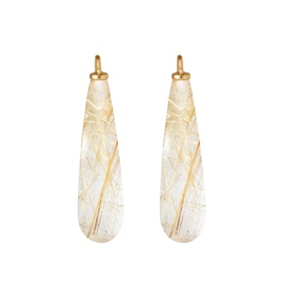 Ole Lynggaard Copenhagen – Drop Earring Pendants in 18k Yellow Gold with Rutile Quartz