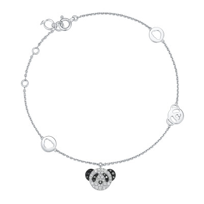 Bo Bo petite bracelet in 18K white gold set with diamonds and black diamonds