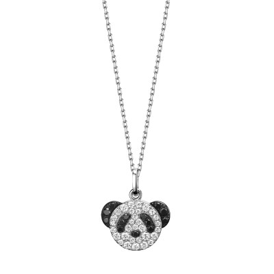 Bo Bo Petite Halskette aus 18 Karat Weißgold, besetzt mit Diamanten und schwarzen Diamanten