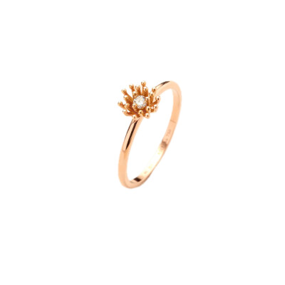 Le Petit Cactus Vanille – Small Ring with Diamond in 18k Pink Gold