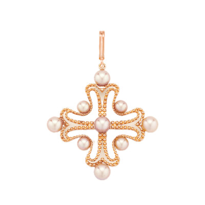 Nina Pearls – Médaille Jumbo en Or Rose 18k et Perles d’Eau Douce