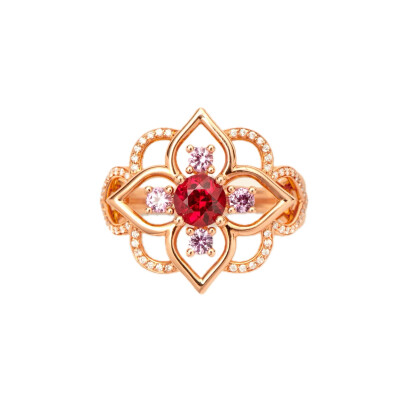 Giardino Ring – Ruby, pink sapphires and diamonds – 18k pink gold