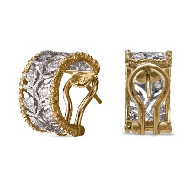 Ramage Hoop Earrings – Diamonds – 18k white and yellow gold