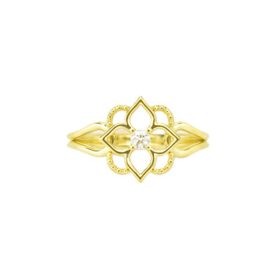 Mini Giardino – Ring with Diamond in 18k Green Gold