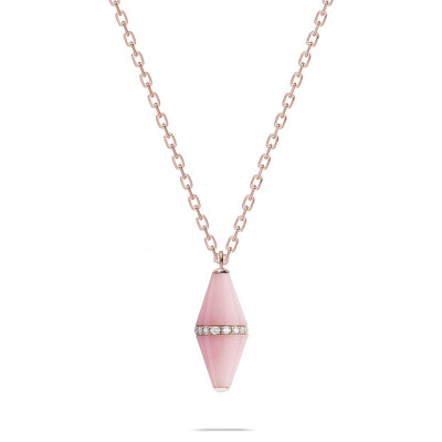 Celest XL Pink Opal – Pink Gold & Diamond Pendant