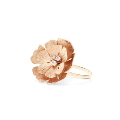 Bague Ginkgo Vever en or rose 18 carats et diamants