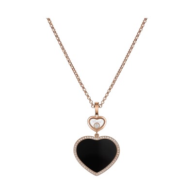 Happy Hearts Anhänger von Chopard aus 18 Karat ethischem Roségold mit Diamanten und Onyx