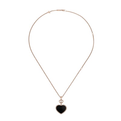 Happy Hearts Anhänger von Chopard aus 18 Karat ethischem Roségold mit Diamanten und Onyx