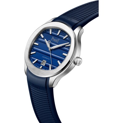 Piaget Polo Date Automatik Uhr 42 mm Edelstahl Blaues Zifferblatt