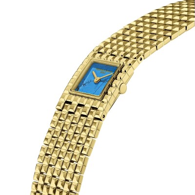 Frederique Constant Classics Manchette Quarz Uhr Edelstahl Blaues Malachit Zifferblatt