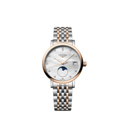 Longines Elegant Collection Montre Acier et Or Rose 30 mm Nacre Diamants
