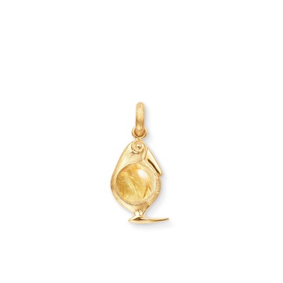 Ole Lynggaard Copenhagen Bird Family Charm Yellow Gold and Rutilated Quartz