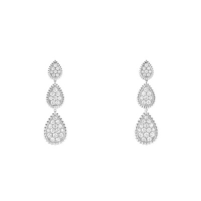 Serpent Bohème Drop Earrings in White Gold and Diamonds