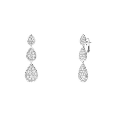 Serpent Bohème Drop Earrings in White Gold and Diamonds