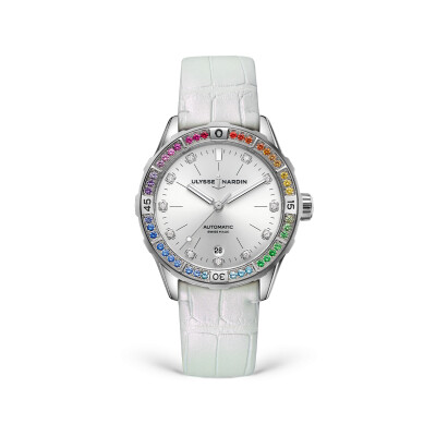 Montre Diver Ulysse Nardin en acier serti Rainbow