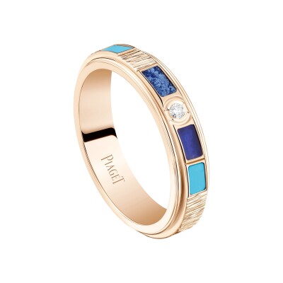 Piaget Possession Ring in Rose Gold with Turquoise, Dumortierite, Sodalite and Diamond