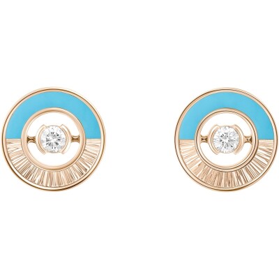 Piaget Possession Stud Earrings in Rose Gold, Turquoise and Diamonds