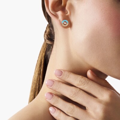 Piaget Possession Stud Earrings in Rose Gold, Turquoise and Diamonds