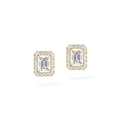 Messika Joy Emerald-Cut Diamond Stud Earrings in Yellow Gold