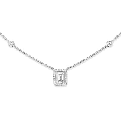 Messika Joy Emerald-Cut Diamond Necklace in White Gold