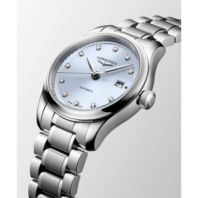 Longines Master Collection 30 mm Watch with Frosted Blue Sunray Dial
