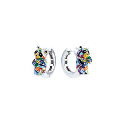 Boucles d'oreilles Una Storia Panda en argent et oxydes de zirconium