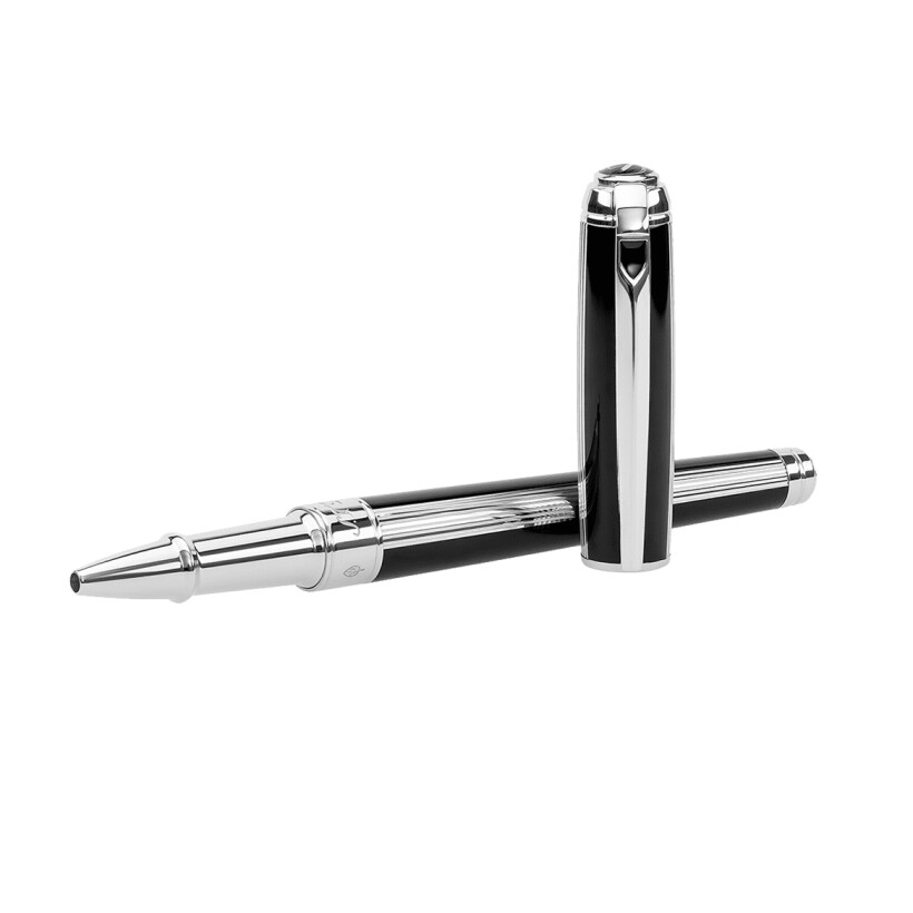 Stylo Roller S.T. Dupont, Line D Windsor, finition palladium et laque naturelle noire