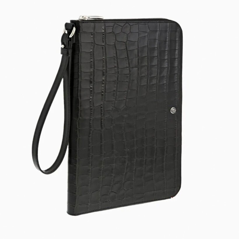 Pochette S.T. Dupont, Dandy, cuir façon croco noir