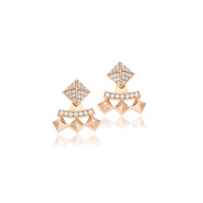 Kasbah earrings, pink gold and diamonds