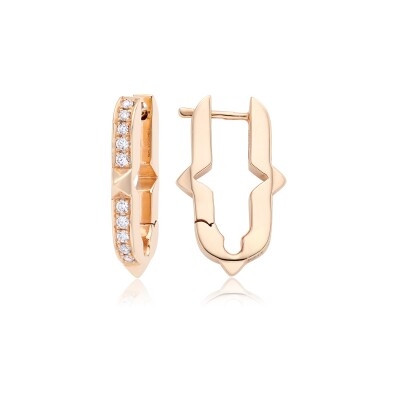 Boucles d'oreilles Khmissa in love en or rose et diamants