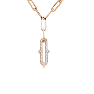 Pendentif sautoir Khmissa in love en or rose et diamants