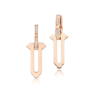 Boucles d'oreilles Khmissa in love en or rose et diamants
